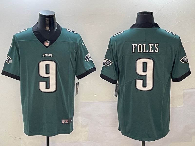 Men Philadelphia Eagles #9 Foles Green Second generation 2024 Nike Limited NFL Jersey style 4->nfl patch->Sports Accessory